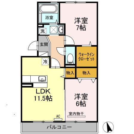 グランドソレーユ(2LDK/2階)の間取り写真