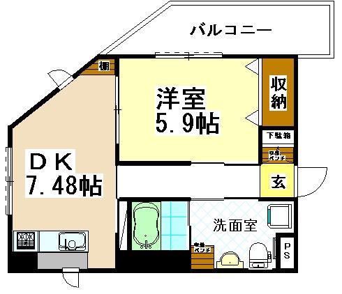 ブルック喜仙館(1DK/3階)の間取り写真