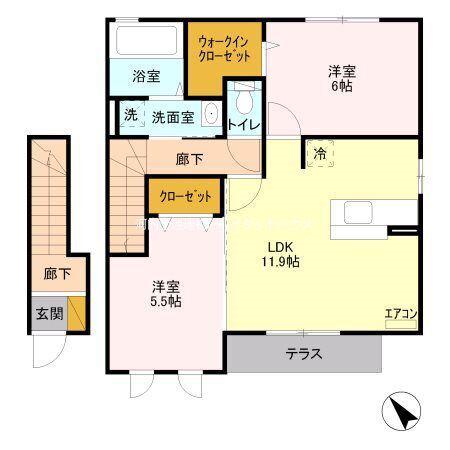 ティンカーベルB(2LDK/2階)の間取り写真