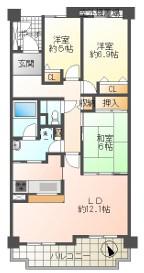 イーストスクエアI番館(3LDK/6階)の間取り写真