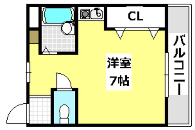 アンフィニィ・橋の内III(ワンルーム/2階)の間取り写真