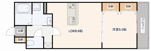 MISTRAL龍野町(1LDK/2階)の間取り写真