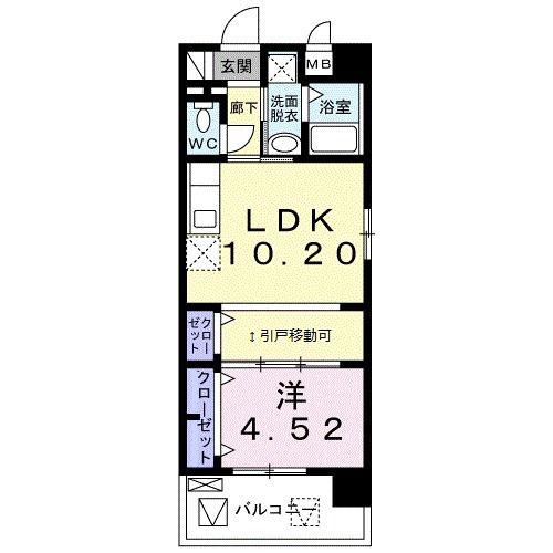 コンフォール F(1LDK/2階)の間取り写真