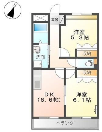 モンシェリー(2DK/2階)の間取り写真
