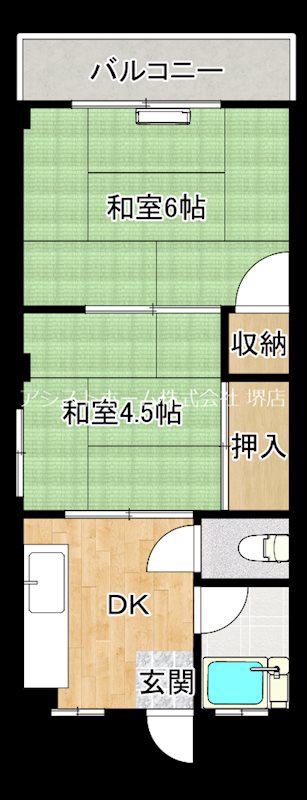 綾之町コーポ(2K/2階)の間取り写真