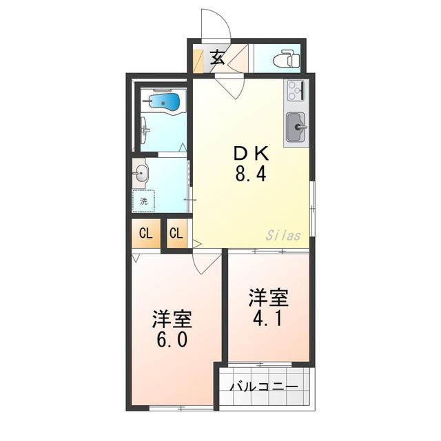 MAISON M&W(2DK/1階)の間取り写真
