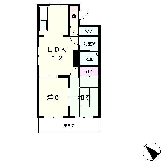 ハイツアルペンローズ(2LDK/1階)の間取り写真