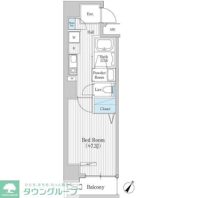 グランジット日本橋浜町(1K/4階)の間取り写真