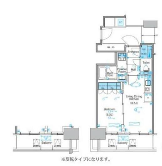パークアクシス豊洲キャナル(1LDK/7階)の間取り写真