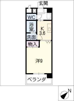 グランドヴィラS(1K/3階)の間取り写真