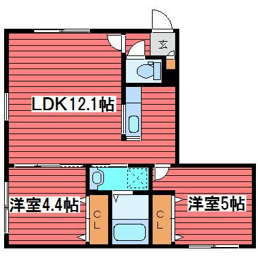 サンライン月寒中央(2LDK/1階)の間取り写真