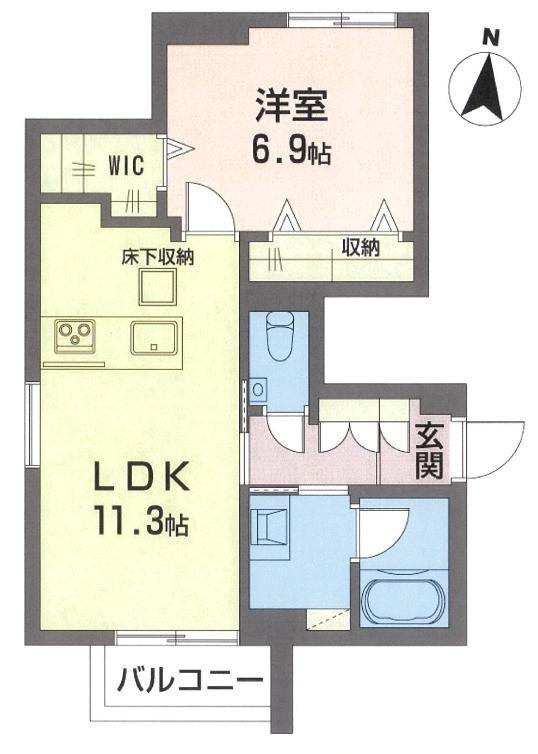 フロントマーレ(1LDK/1階)の間取り写真