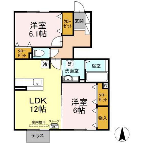 ミカエル(2LDK/1階)の間取り写真