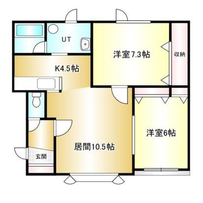 ジェミニB(2LDK/2階)の間取り写真