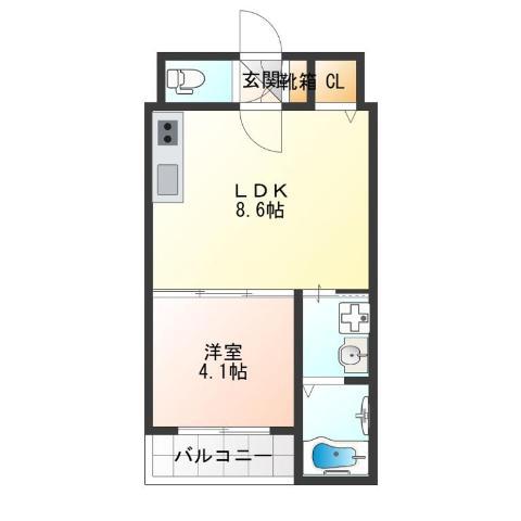 RIO GRANDE(1LDK/2階)の間取り写真