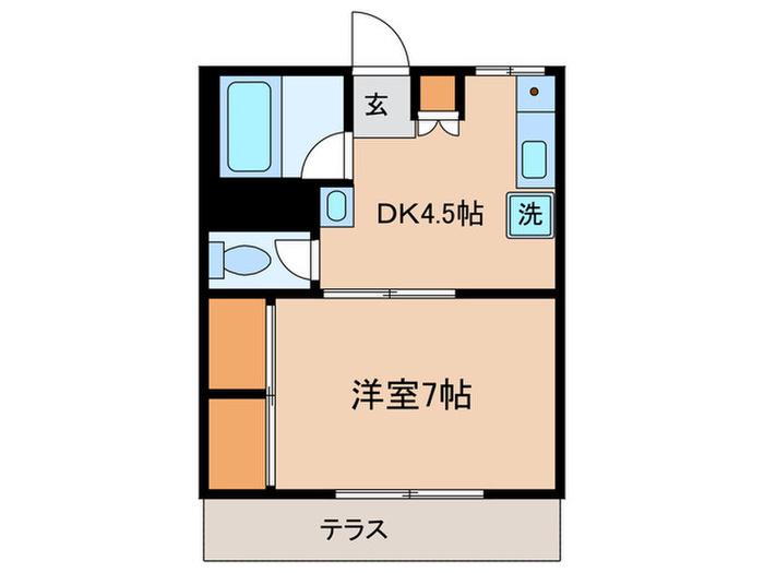 目黒フラッツ(1DK/1階)の間取り写真