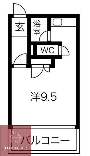 HS FLATS(1K/4階)の間取り写真