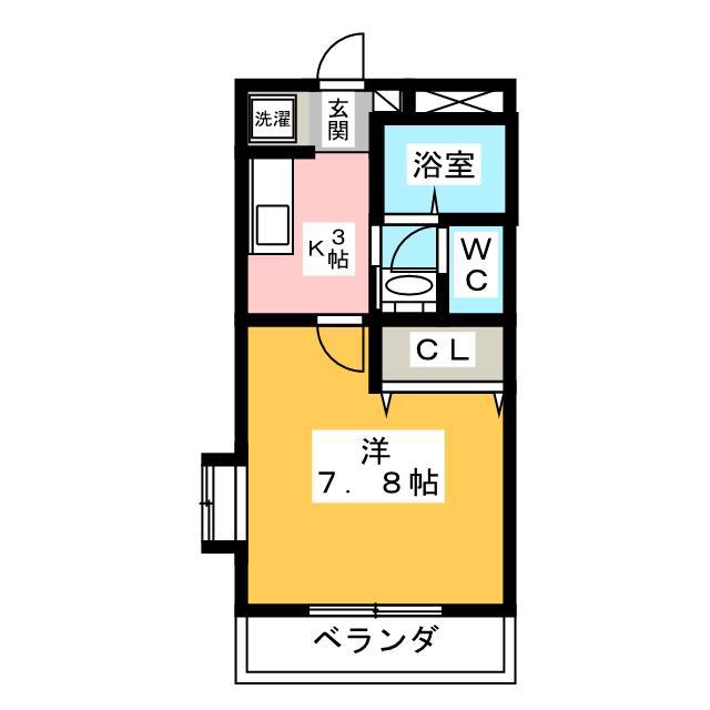 シャトー伊賀(1K/2階)の間取り写真