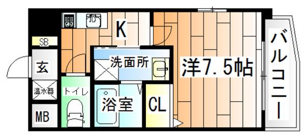 メインステージ須磨(1K/9階)の間取り写真