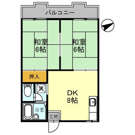 サンハイツつじ(2DK/1階)の間取り写真