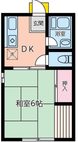 パークハイツオガワ(1DK/2階)の間取り写真