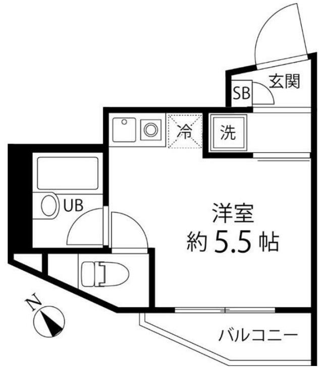 TS GARDEN EBISU カルチェブラン恵比寿(1K/2階)の間取り写真