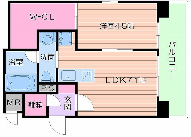 インボイス十三東レジデンス(1DK/2階)の間取り写真