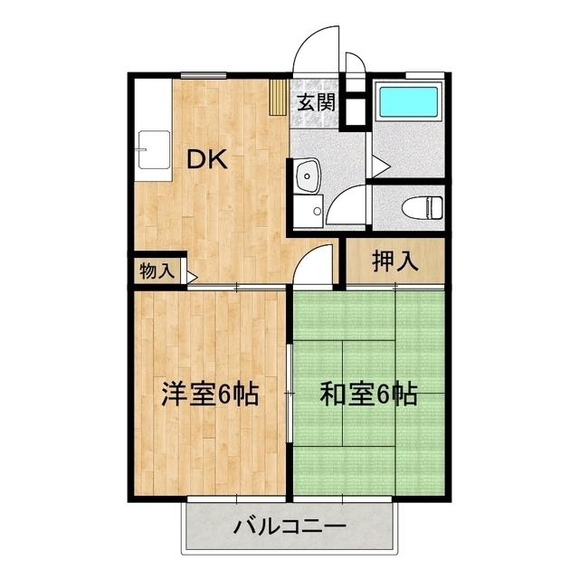 サンハイツ北荒川沖(2DK/1階)の間取り写真