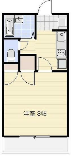 リバーサイドハイツII(1K/1階)の間取り写真