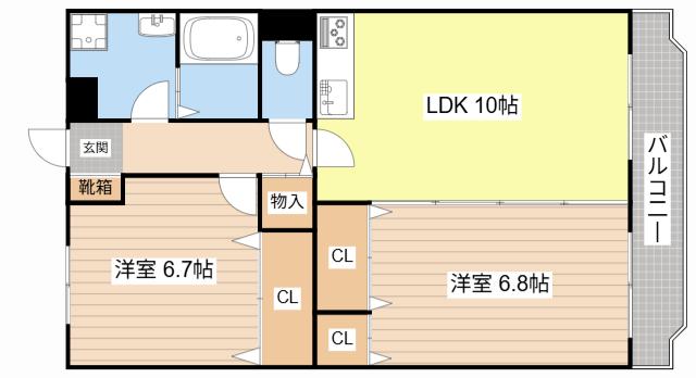 桜ユーミーマンション(2LDK/3階)の間取り写真