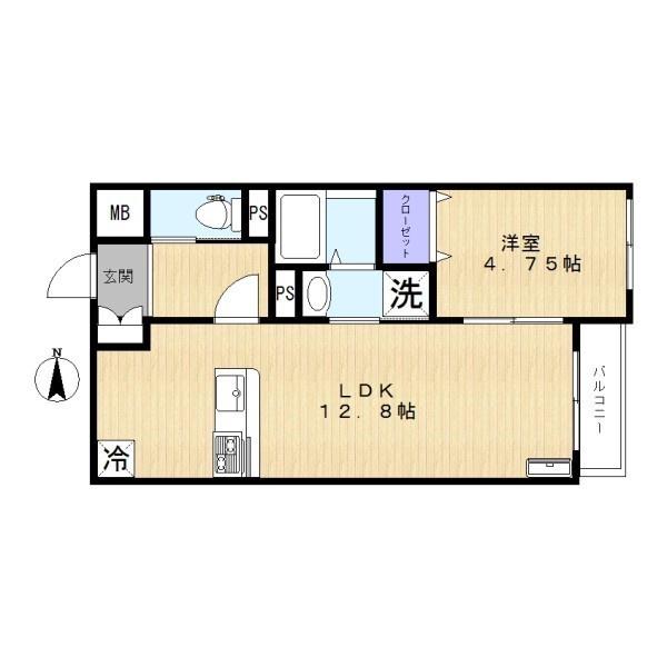 クラージュ38(1LDK/3階)の間取り写真
