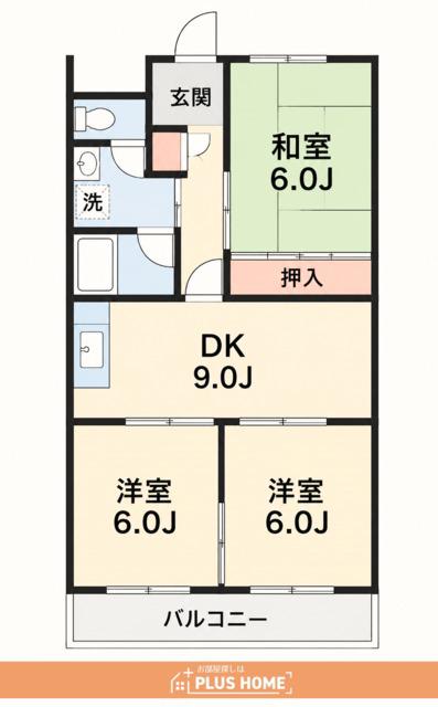 ヤマイチプラザシカゴ(3DK/2階)の間取り写真