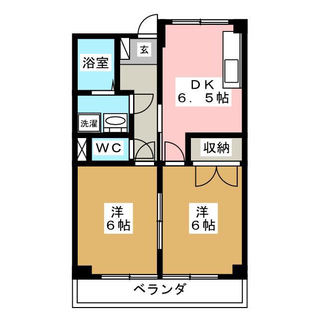 第2ヒルトップハイツコイズミ(2DK/1階)の間取り写真