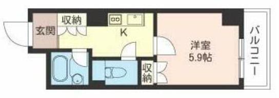 ラサンテ川崎(1K/8階)の間取り写真