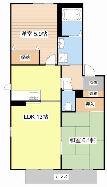 ニナジーパレス(2LDK/1階)の間取り写真