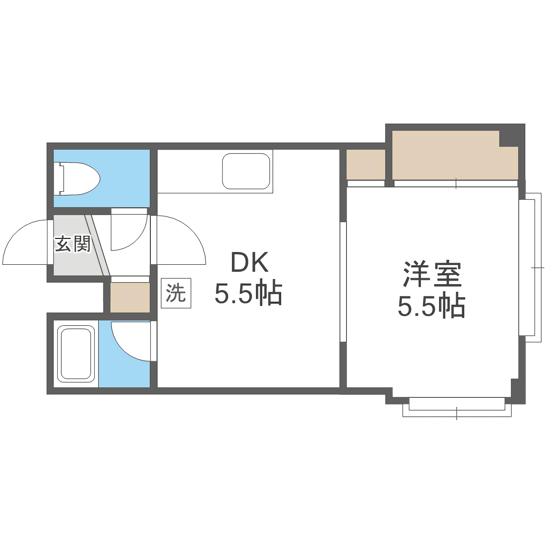 メゾンドボワール円山(1DK/1階)の間取り写真