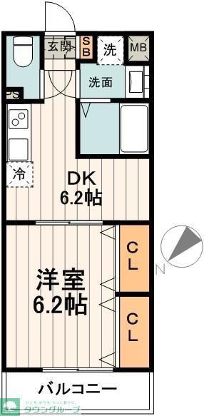 リルシア(1DK/3階)の間取り写真