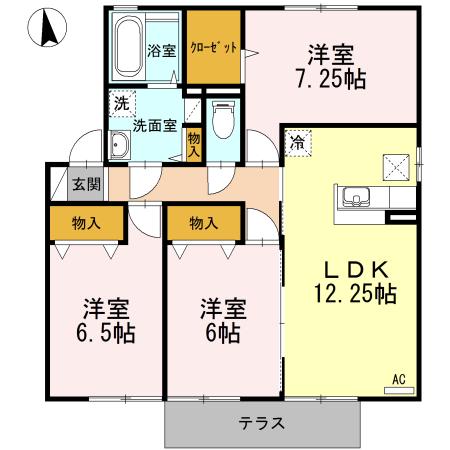 リビングタウン江戸屋敷 C(3LDK/2階)の間取り写真