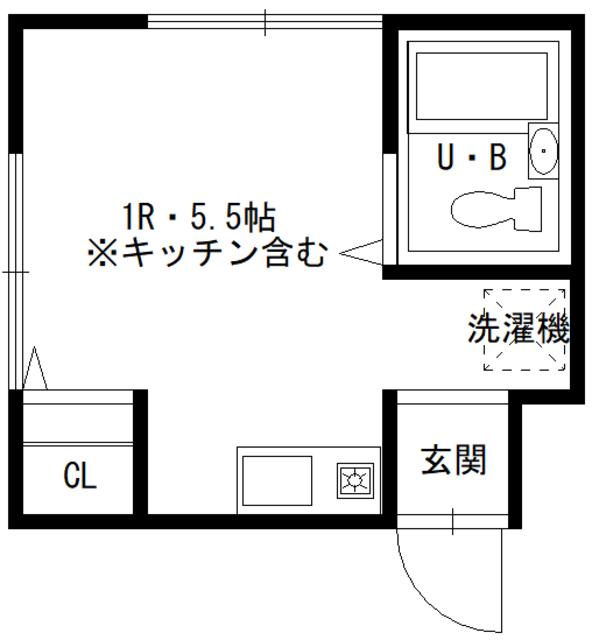 花咲荘1R(ワンルーム/2階)の間取り写真