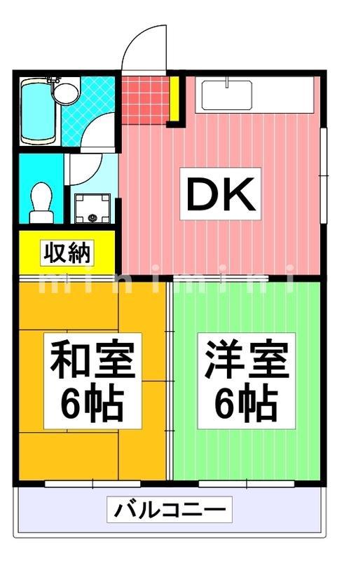 レジデンス帯山(2DK/2階)の間取り写真