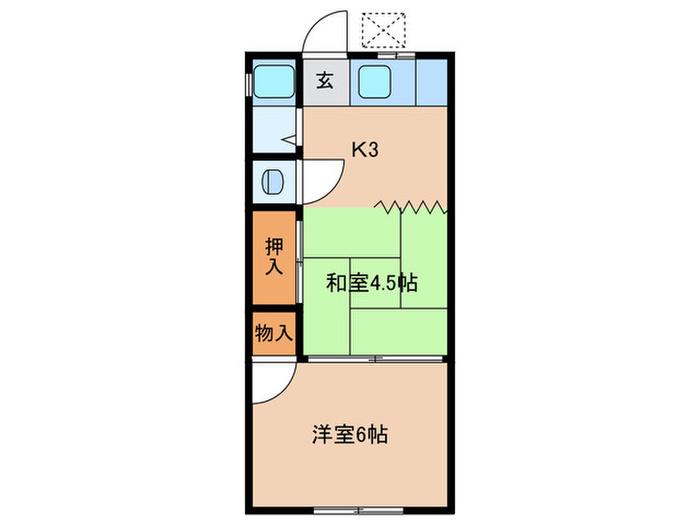 栄福荘(2K/1階)の間取り写真