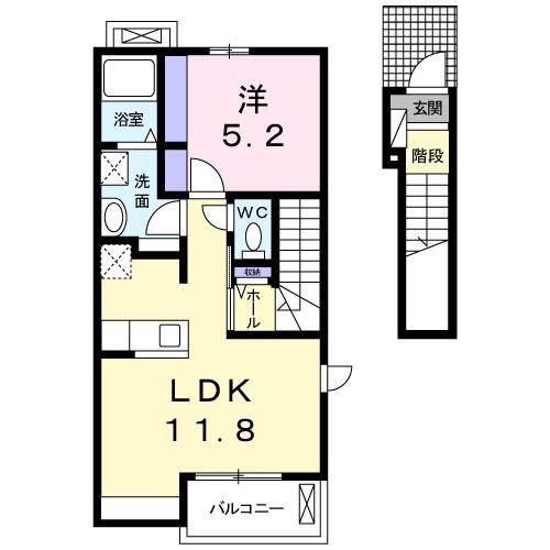 クレメントスクエア 東邦(1LDK/2階)の間取り写真