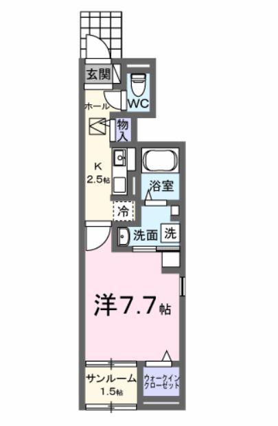 ＪＲ日豊本線 大分駅 バス乗車時間：8分 最寄りバス停で下車 徒歩3分 2階建 新築(1K/1階)の間取り写真