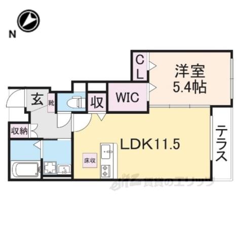 サリエンテ(1LDK/1階)の間取り写真