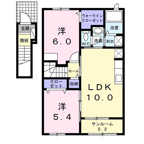 アンピーノ(2LDK/2階)の間取り写真