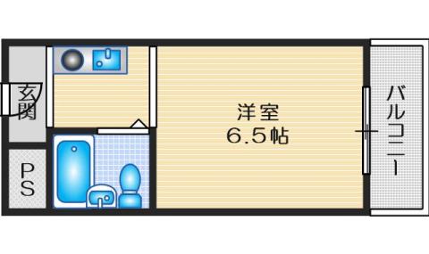 ハイツ茨木(ワンルーム/2階)の間取り写真