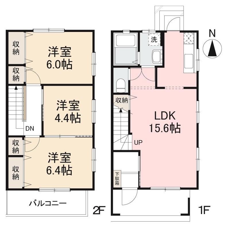 ミュージアタウン木太A・B・C・D・E・F(3LDK/1階)の間取り写真