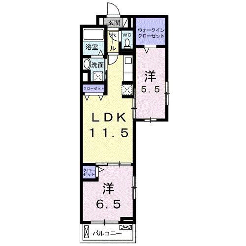 ラームーン(2LDK/2階)の間取り写真