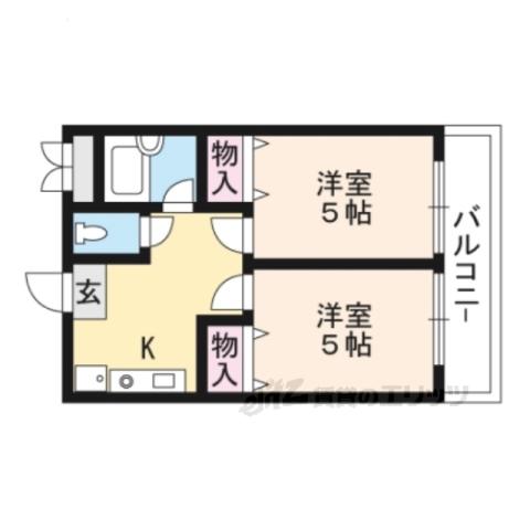 アブレスト四条大宮(2K/1階)の間取り写真