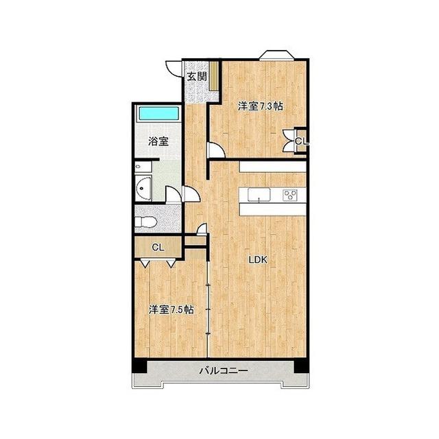 WOOD VILLAGE城南(2LDK/2階)の間取り写真